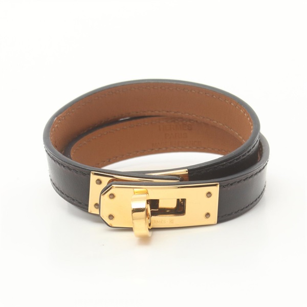 HERMES Kelly Double Tour Bracelet Box calf leather GHW Black Used Women