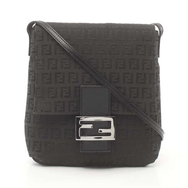 FENDI Zucchino Shoulder crossbody Bag 8BT075 canvas leather Black Used