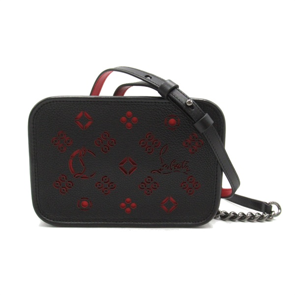 Christian Louboutin Crossbody Shoulder Bag leather Black Red Used Women