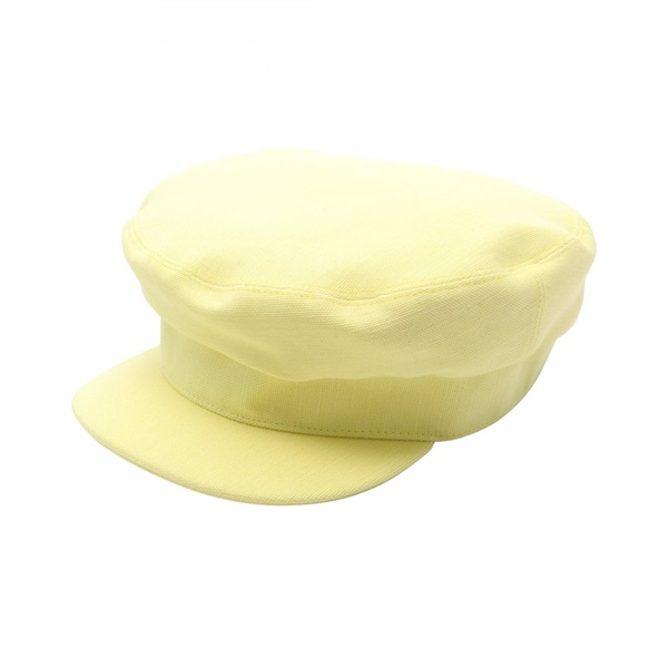 HERMES Casquette hats cap Hemp Cotton Yellow Used Women size 58