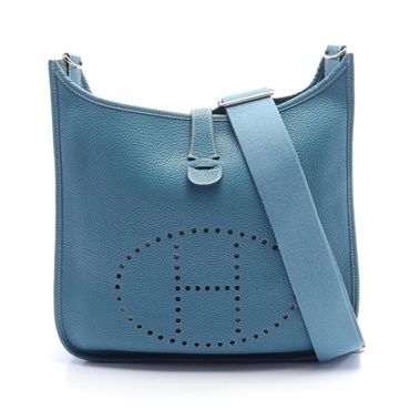 HERMES Evelyne 3 Trois GM Shoulder Bag Clemence leather Blue jean Used Women P