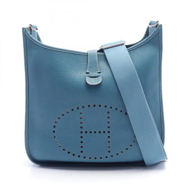 HERMES Evelyne 3 Trois GM Shoulder Bag Clemence leather Blue jean Used Women P