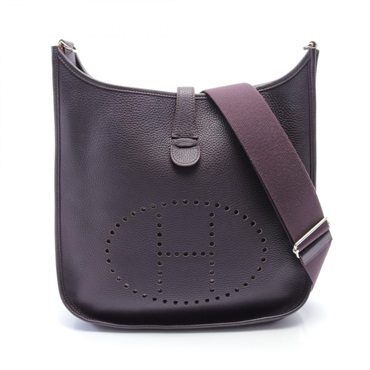 HERMES Evelyne 3 GM Shoulder crossbody Bag R Epsom raisin Used SHW