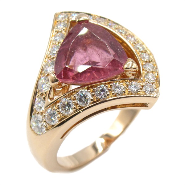 BVLGARI Diva dream Ring 18KPG Diamond Pink tourmaline Used US size 5.5 #50 women