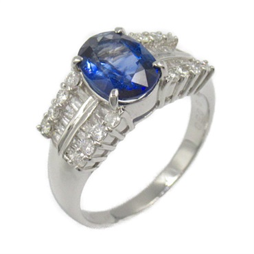 JEWELRY Sapphire Diamond Ring Pt900 Platinum Blue Used women US size 6