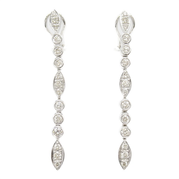 JEWELRY Diamond Pierced earrings K18 WG White Gold Clear Used