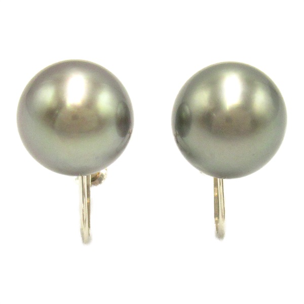 JEWELRY Pearl Earrings K14 WG White Gold Gray Used