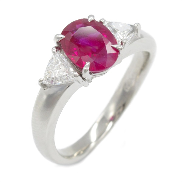 JEWELRY Ruby Diamond Ring Pt900 Platinum Used women US size 6.25