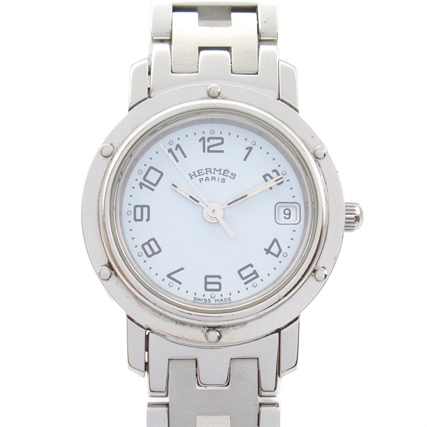 HERMES Clipper Wrist Watch CL4.210 Quartz Stainless Steel Used Women