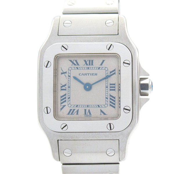 CARTIER Santos Galve SM Wrist Watch W20017D6 Quartz Stainless Steel Used Women