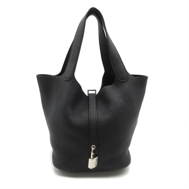 HERMES Picotin Lock MM Hand bag 060991CK Clemence leather SHW Black Noir Used
