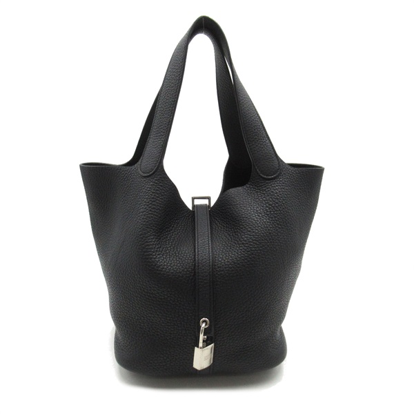 HERMES Picotin Lock MM Hand bag 060991CK Clemence leather SHW Black Noir Used