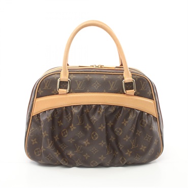 LOUIS VUITTON Mizi Monogram Hand bag M40058 canvas leather Brown Used Women LV