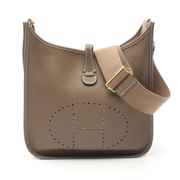 HERMES Evelyne 3 Trois PM Shoulder Bag 056277CC Taurillon Clemence Etoupe Grey