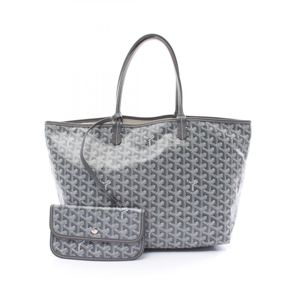 GOYARD Saint Louis PM Tote Bag PVC coated canvas leather Gray White Used Women