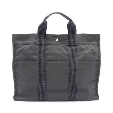 HERMES Her Line MM Tote Hand Bag 100951M Nylon canvas Gray Used unisex