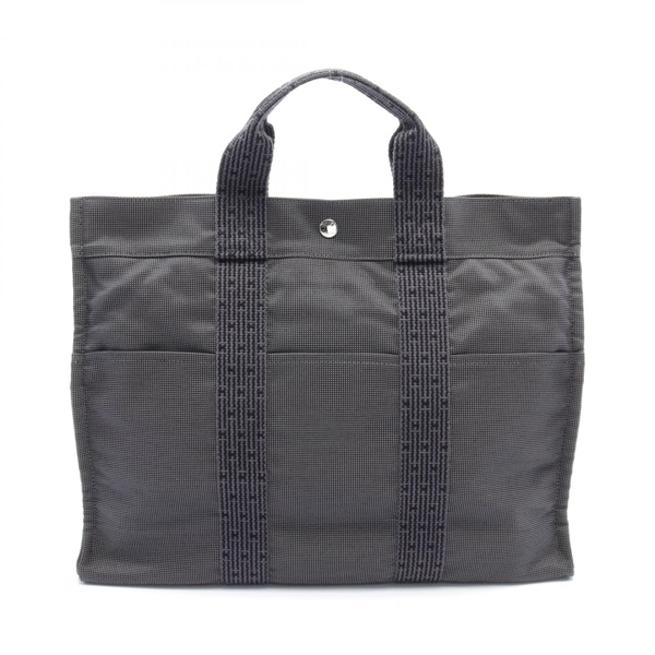 HERMES Her Line MM Tote Hand Bag 100951M Nylon canvas Gray Used unisex