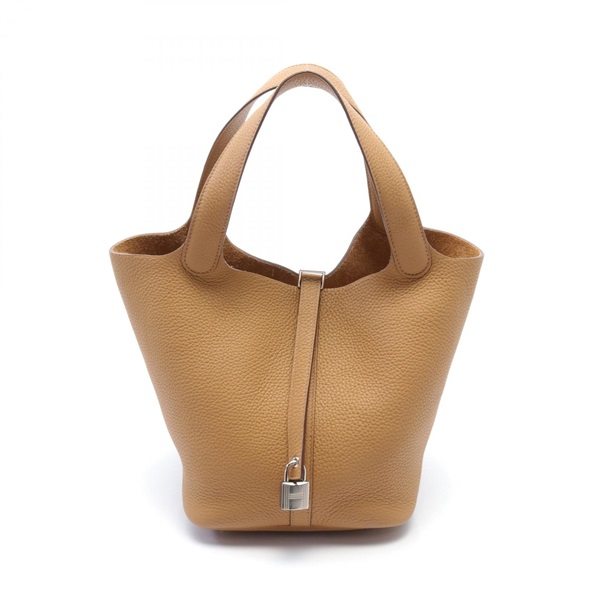 HERMES Picotin Lock MM Handbag Clemence leather Brown Natural sable Used Women Z