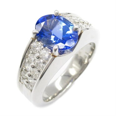 JEWELRY Tanzanite Diamond Ring Pt900 Platinum Blue Used women US size 5