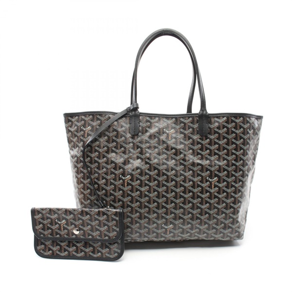 GOYARD Saint Louis PM Tote Bag canvas leather Black White Brown Used Women