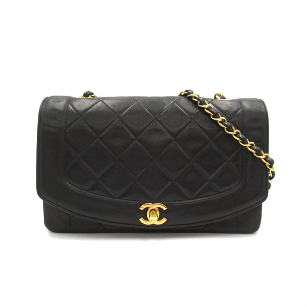 CHANEL Matelasse Diana Chain Shoulder Bag A01165 Lamb leather Black Used Women