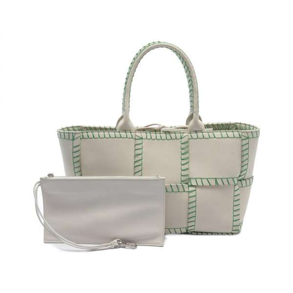 BOTTEGA VENETA Arco Small Tote Bag leather White Green Used Women