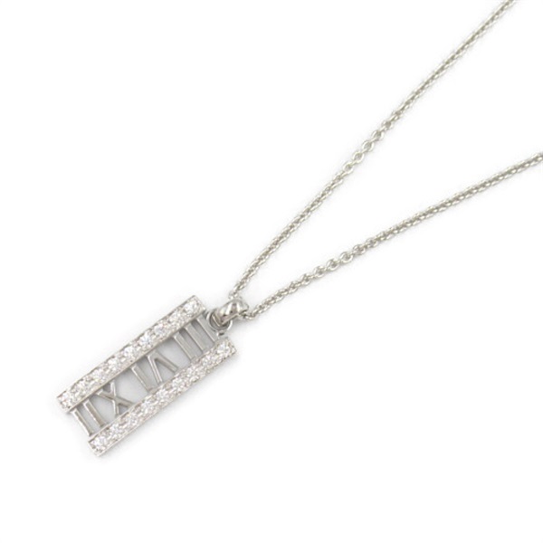 TIFFANY＆CO Atlas Bar Diamond Necklace Pendant 18KWG White Gold Used women