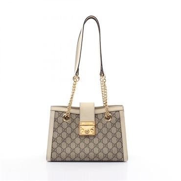 GUCCI Padlock small GG Supreme Shoulder Bag 498156 canvas Beige Beige Used Women