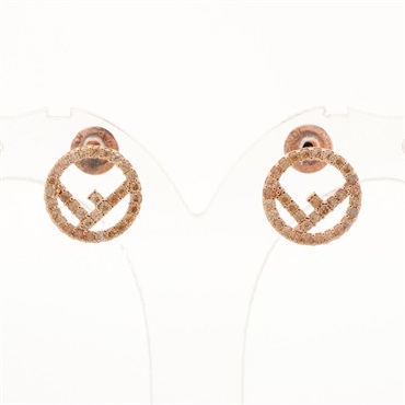 FENDI F is Pierced earrings 8AG7386DMF15IG Stainless Steel Rhinestone GHW NEW