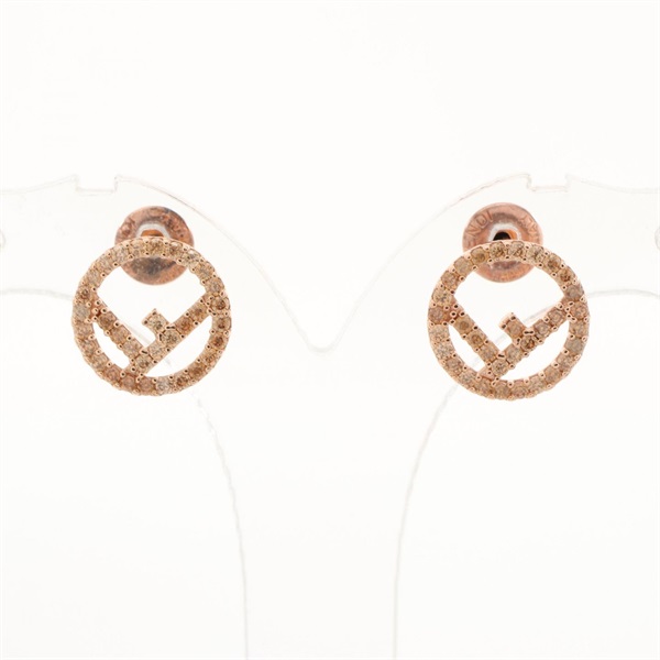 FENDI F is Pierced earrings Stainless Steel Rhinestone Gold color