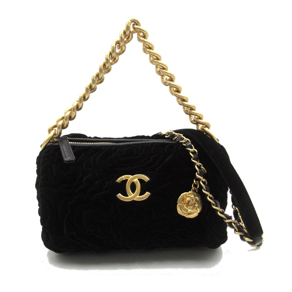 【CHANEL】チェーン クラッチ バッグ ベルベット カメリア チェーン クラッチ バッグ - イリディッセント メタリック