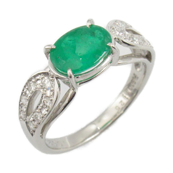 JEWELRY Emerald Diamond Ring #6 US size Pt900 Platinum Green Used