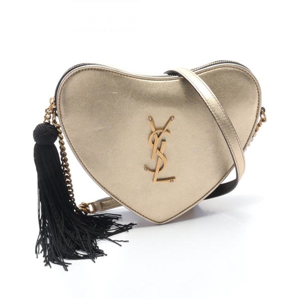 SAINT LAURENT PARIS Monogram heart Shoulder crossbody Bag tassel 540694 leather