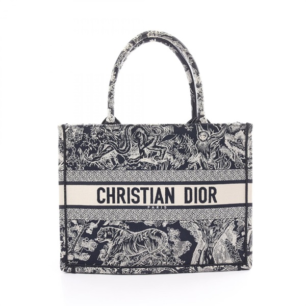 Christian Dior BOOK TOTE Medium Toile de Jouy Embroidery Bag M1296Z canvas Navy