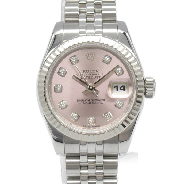 ROLEX Datejust 10P Diamond Wrist Watch 179174G Automatic 18KWG SS used women