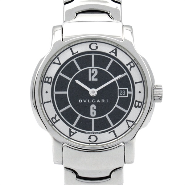 BVLGARI Solo tempo Wrist Watch ST29S Quartz Stainless Steel Used Women Black