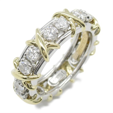 TIFFANY＆CO Jean Schlumberger 16 Stones Ring K18 YG PT950 platinum diamond US#5