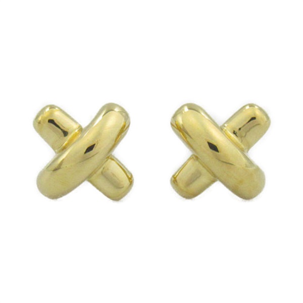 TIFFANY＆CO Signature cross Pierced earrings K18 Yellow Gold Used