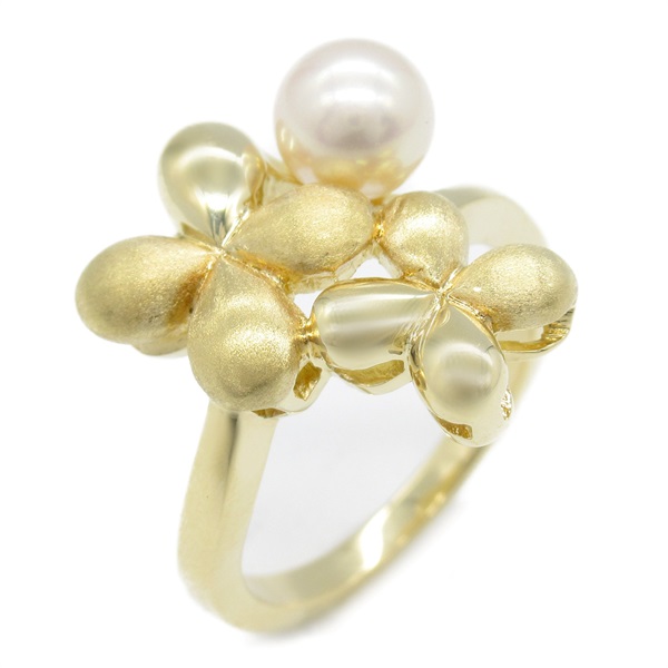 MIKIMOTO Pearl Ring 18KYG Yellow Gold Used women US size 6