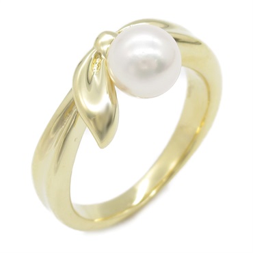 MIKIMOTO Pearl Ring 18KYG Yellow Gold White Used women US size 5