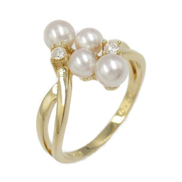 TASAKI Pearl Diamond Ring 18KYG Yellow Gold White Used women US size 4.5