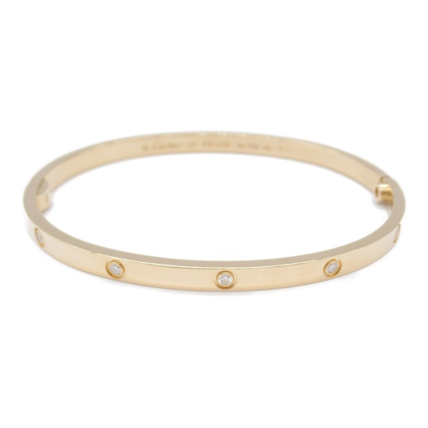 CARTIER Love Bracelet SM Full Diamond 18KPG Pin Rose Gold Used Women #17