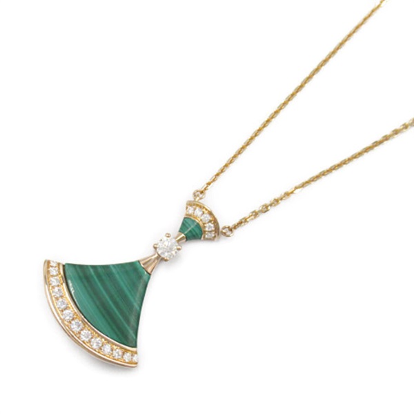 BVLGARI Diva Dream Malachite 1P Diamond Necklace pendant K18 Rose Gold Used