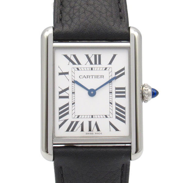 CARTIER tank mast LM Wrist Watch WTA0041 Quartz Stainless Steel Leather belt Used Women