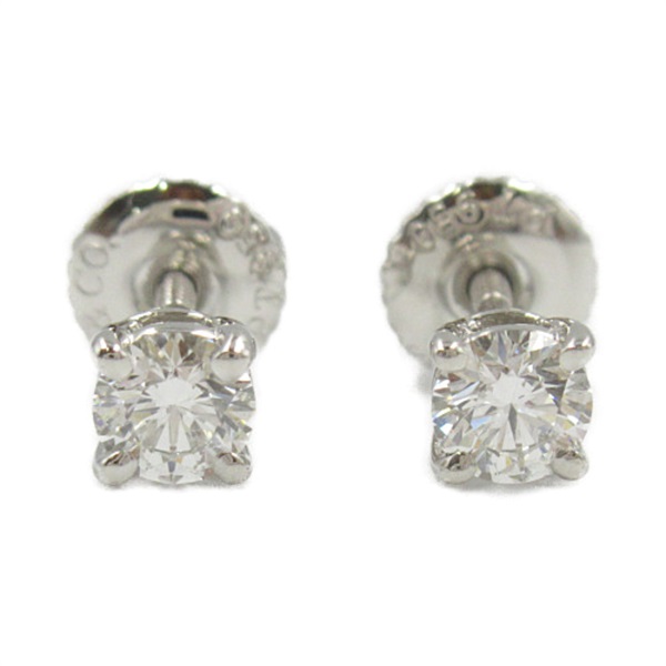 TIFFANY＆CO Solitaire Stud Pierced earrings Pt950 Platinum Clear Used