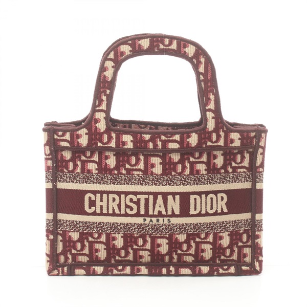 Dior BOOK TOTE Mini Handbag canvas Bordeaux Used Women logo