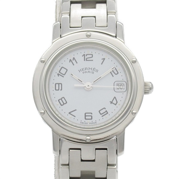 HERMES Clipper Wrist Watch CL4.210 Quartz Stainless Steel Used Women