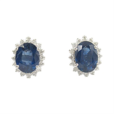JEWELRY Sapphire Diamond Pierced Earrings K18 WG White Gold Clear Blue Used