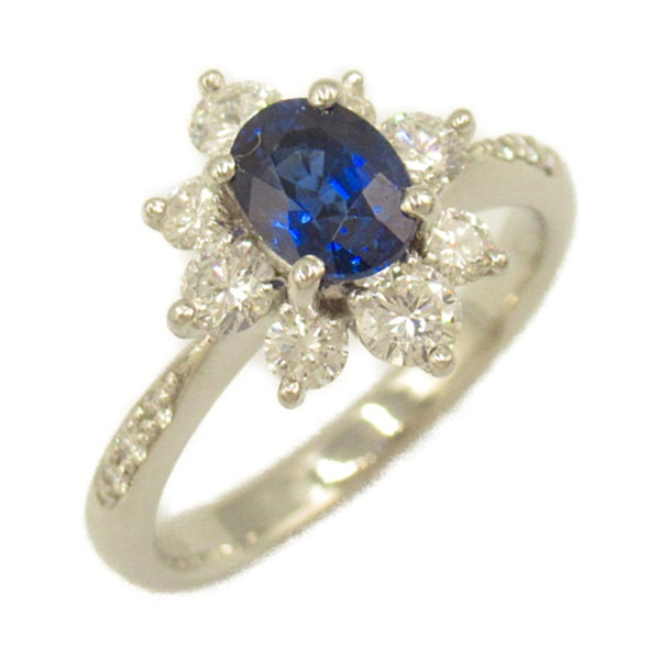 JEWELRY Sapphire diamond Ring Pt900 Platinum Clear Blue Used US size #6.25