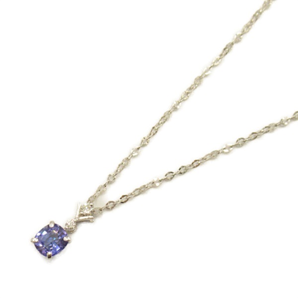 JEWELRY Tanzanite Diamond Necklace Pendant K18 WG White Gold Clear Blue Used